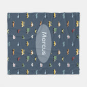 Jongens Cute Transport Auto Patroon monogram Kinde Fleece Deken (Voorkant (Horizontaal))