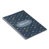 Jongens Cute Transport Auto Patroon monogram Kinde Notitieboek (Rechterzijde)