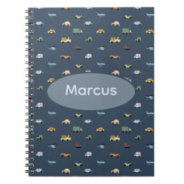 Jongens Cute Transport Auto Patroon monogram Kinde Notitieboek