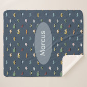 Jongens Cute Transport Auto Patroon monogram Kinde Sherpa Deken (Voorkant (horizontaal))