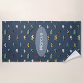 Jongens Cute Transport Auto Patroon monogram Kinde Strandlaken (Voorkant)