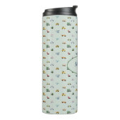 Jongens Cute Transport Auto Patroon monogram Kinde Thermosbeker (Gedraaid links)