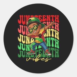 Jongens Dabbing Black King Melanin Juneteenth Vibe Ronde Sticker
