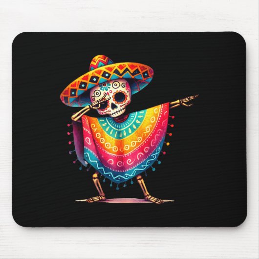 Jongens Dabbing Skelet Cinco De Mayo Feest Sombrer Muismat (Voorkant)