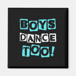 Jongens dansen op trendy blok lettertype tik balle magneet