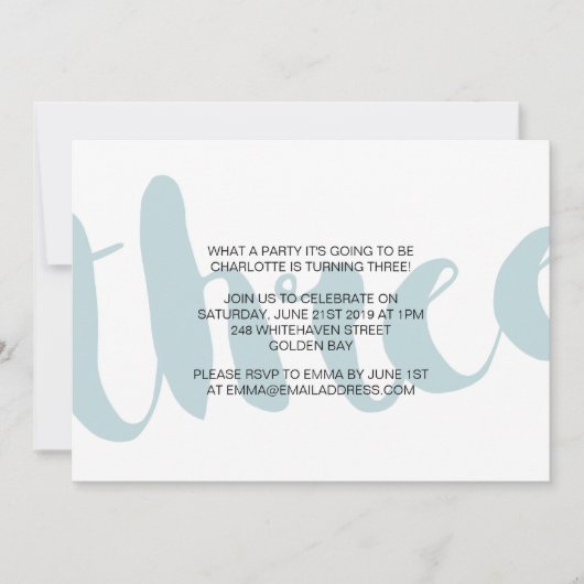 Jongens derde verjaardag uitnodiging (Voorkant)