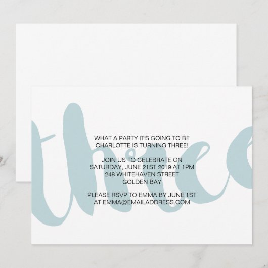 Jongens derde verjaardag uitnodiging (Voorkant / Achterkant)