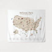 Jongens die de kaart van het Nationale Park verken Wandkleed (Voorkant (horizontaal))