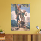 Jongens die in een boom klimmen canvas afdruk (Insitu (Woonkamer))