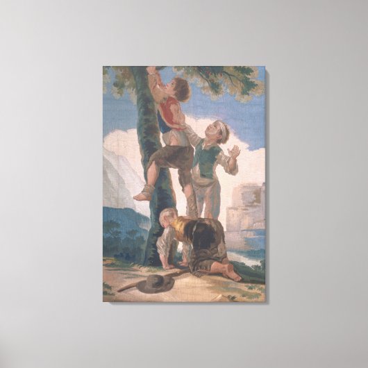 Jongens die in een boom klimmen canvas afdruk (Voorkant)