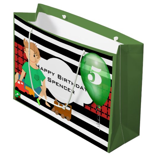 Jongens die spelen met moderne patronen 'Birthday' Large Cadeautasje (Voorkant Gekanteld)