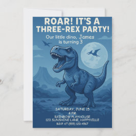 Jongens Dino-mijt derde verjaardag - Three-Rex Par Kaart