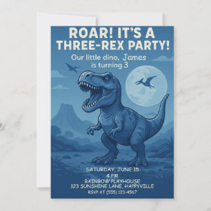Jongens Dino-mijt derde verjaardag - Three-Rex Par Kaart