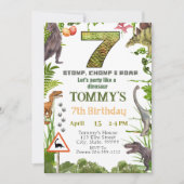 Jongens Dinosaur 7e Verjaardag Party Uitnodiging (Voorkant)
