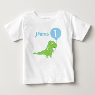 Jongens Dinosaur Balloon 1st Birthday T Shirt