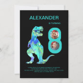 Jongens Dinosaur T-Rex 8e Verjaardag Party Kaart (Voorkant)