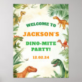 Jongens Dinosaur Verjaardagsfeest Welkom Poster (Voorkant)