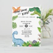 Jongens Dinosaurus 1e Verjaardagsfeest Kaart (Staand voorkant)