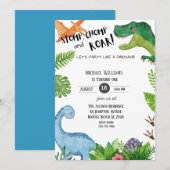 Jongens Dinosaurus 1e Verjaardagsfeest Kaart (Voorkant / Achterkant)