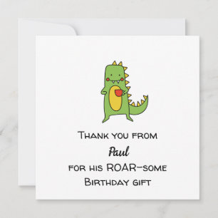 Jongens Dinosaurus Bedankkaart – Feestje Bewerkbaa Kaart