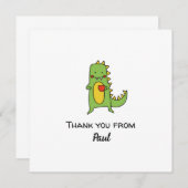 jongens dinosaurus bedankt sticker feest cadeautje kaart (Voorkant / Achterkant)