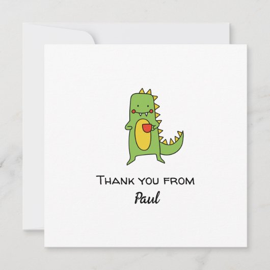 jongens dinosaurus bedankt sticker feest favor kaa kaart (Voorkant)