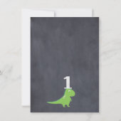 Jongens Dinosaurus Chalkboard 1e Verjaardag Uitnod Kaart (Achterkant)