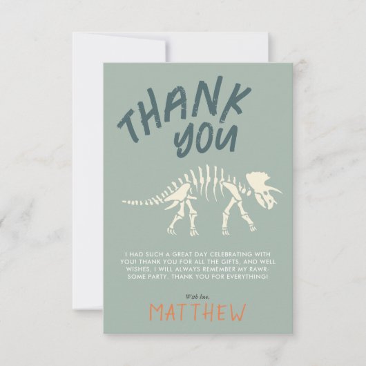 Jongens Dinosaurus Fossiel Graven Verjaardag Bedan Bedankkaart (Voorkant)
