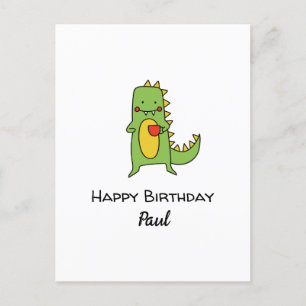 Jongens Dinosaurus Gelukkig Verjaardagsfeest Favor Briefkaart