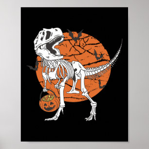 Jongens Dinosaurus Skelet T Rex Enge Pompoen Maan Poster