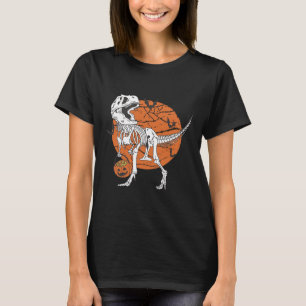 Jongens Dinosaurus Skelet T Rex Enge Pompoen Maan T-shirt
