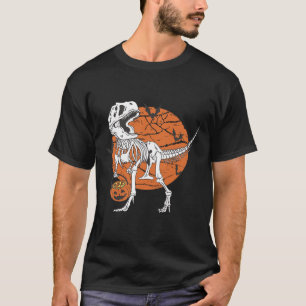 Jongens Dinosaurus Skelet T Rex Enge Pompoen Maan T-shirt