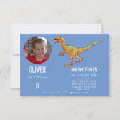 Jongens Dinosaurus Velociraptor 6e Verjaardagsfees Kaart (Voorkant)
