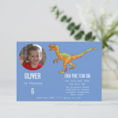 Jongens Dinosaurus Velociraptor 6e Verjaardagsfees Kaart (Staand voorkant)