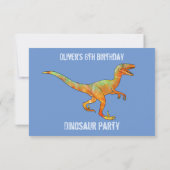Jongens Dinosaurus Velociraptor 6e Verjaardagsfees Kaart (Achterkant)