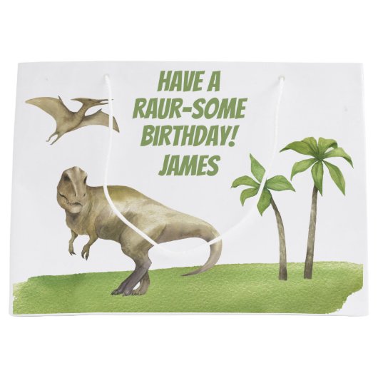 Jongens Dinosaurus Verjaardag Groot Cadeauzakje (Voorkant)