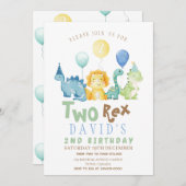 Jongens Dinosaurus Verjaardag Waterverf Kaart (Voorkant / Achterkant)