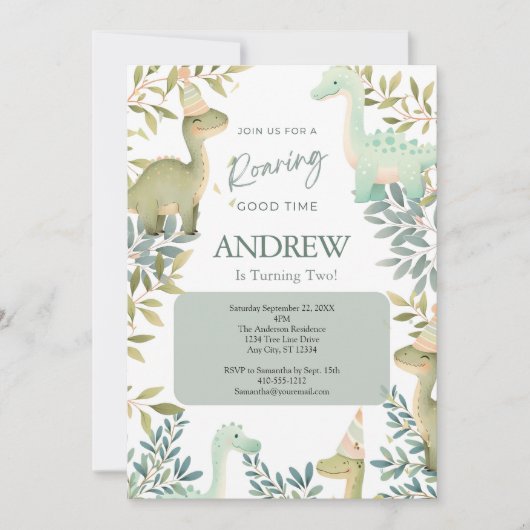 Jongens Dinosaurus Verjaardagsfeest 1e 2e 3e 4e Kaart (Voorkant)