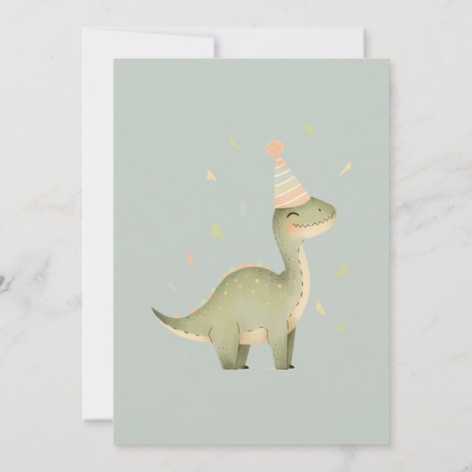 Jongens Dinosaurus Verjaardagsfeest 1e 2e 3e 4e Kaart (Achterkant)