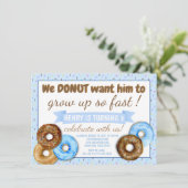 Jongens Donut Verjaardagsfeestje Kaart (Staand voorkant)