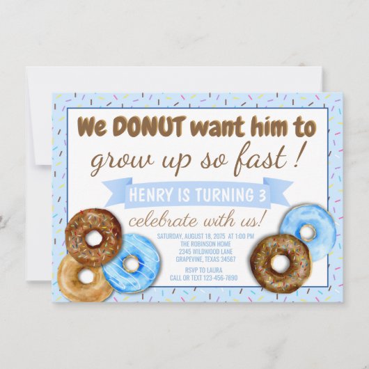 Jongens Donut Verjaardagsfeestje Kaart (Voorkant)