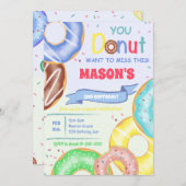 Jongens Donuts Verjaardagsfeestuitnodiging Kaart (Voorkant / Achterkant)
