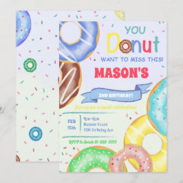 Jongens Donuts Verjaardagsfeestuitnodiging Kaart