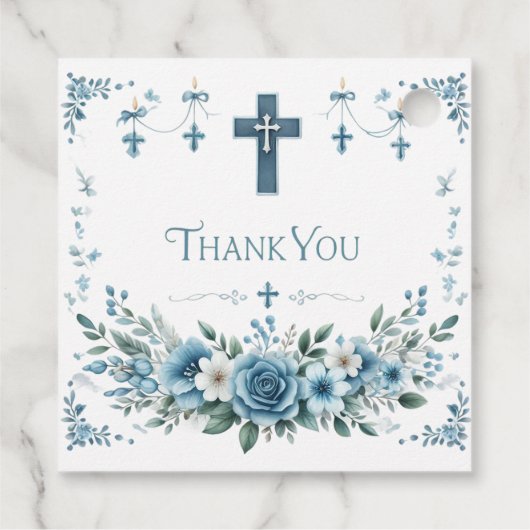 Jongens Doop Blauwe Wolk Bedankjes Labels (Achterkant)