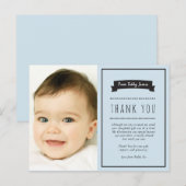 Jongens doop/doop bedankje briefkaart (Voorkant / Achterkant)