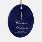 Jongens doop doop blauw keramisch ornament (Rechts)