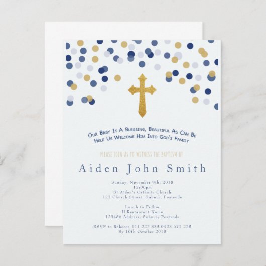 Jongens doop uitnodiging (Voorkant / Achterkant)