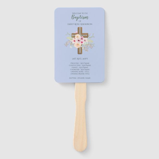 JONGENS Doopprogramma Fan - met sjabloonvelden Handwaaier (Voorkant)