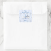 Jongens doopwens vierkante sticker (Tas)