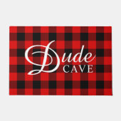 Jongens Dorm Kerel Cave Rustic Cabin Block Squares Deurmat (Voorkant)